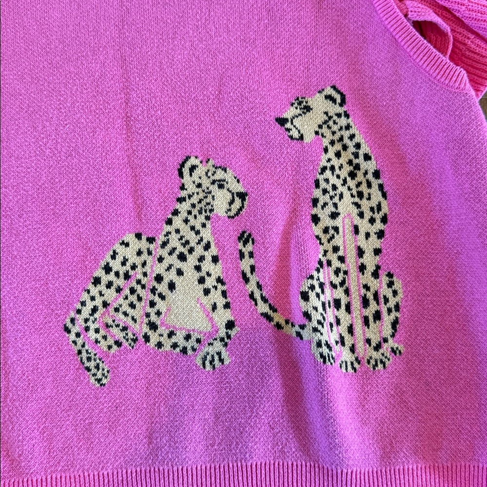 Entro Ruffle Sleeve Leopard Sweater - S - Picture 2 of 4